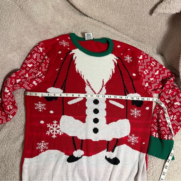 Festive Holiday Santa Christmas Sweater, Red White & Green size XL - Picture 6 of 10